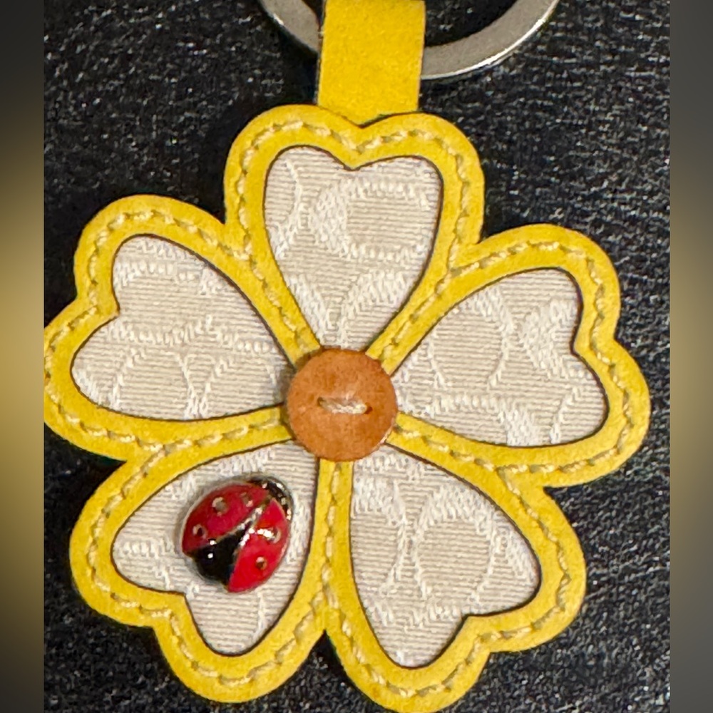 Coach Signature Logo Daisy With LadyBug Key Chain Rare